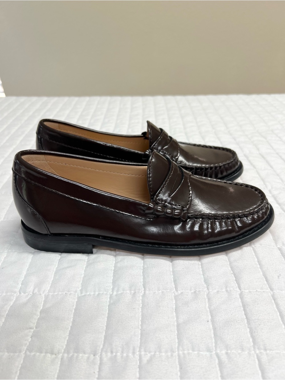 J. Crew New Winona penny loafers Italian spazzolato leather Cocoa Berry Size 5 - Picture 5 of 11